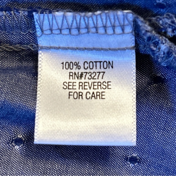 Women Medium Blue
Chambray Button-Down
Sleeveless Shirt Top Polka Dot cotton - Picture 6 of 9